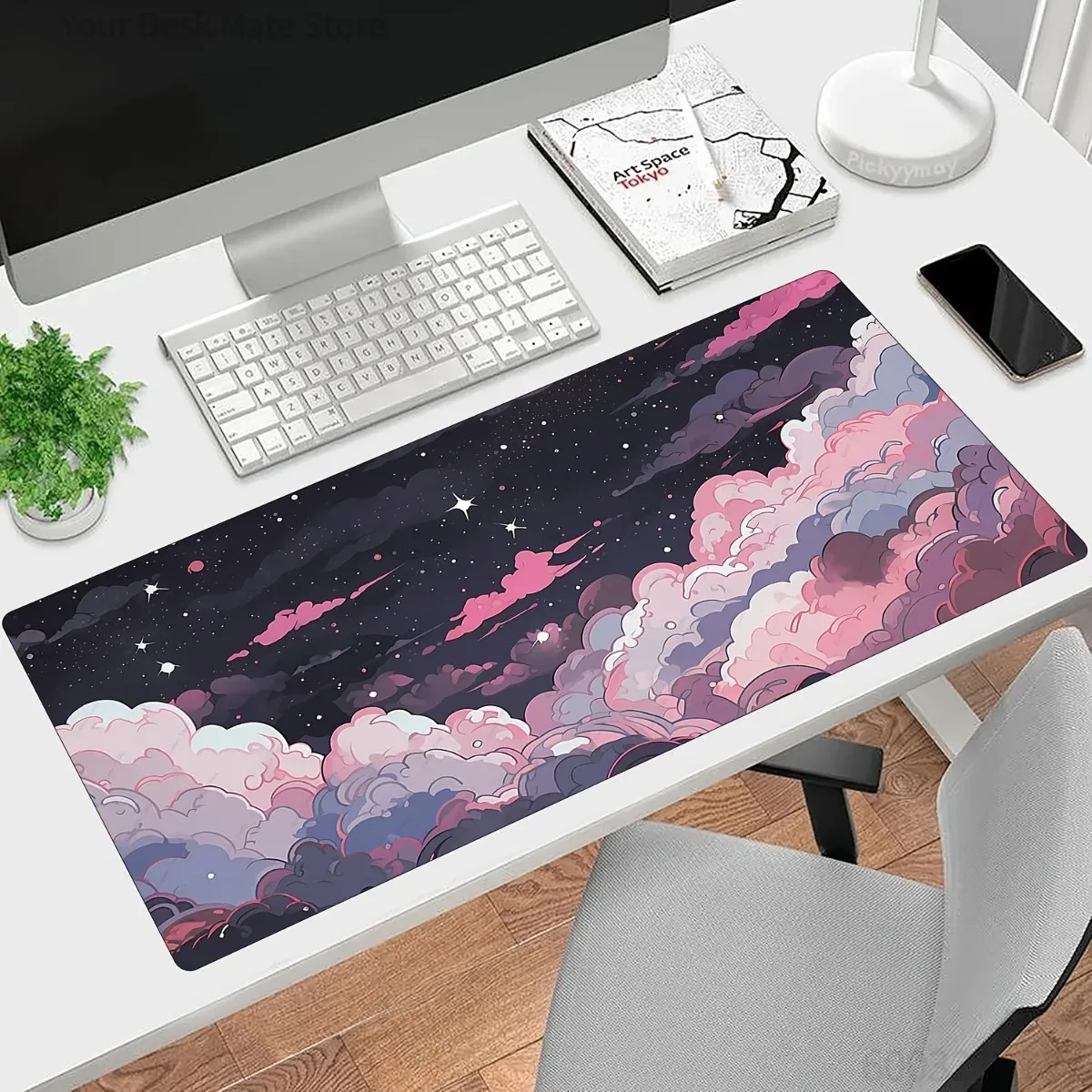 Desk Setup Pc And Laptop - Niedliches Rosa-Lila Anime Gummi-Mauspad Rutschfest Weich