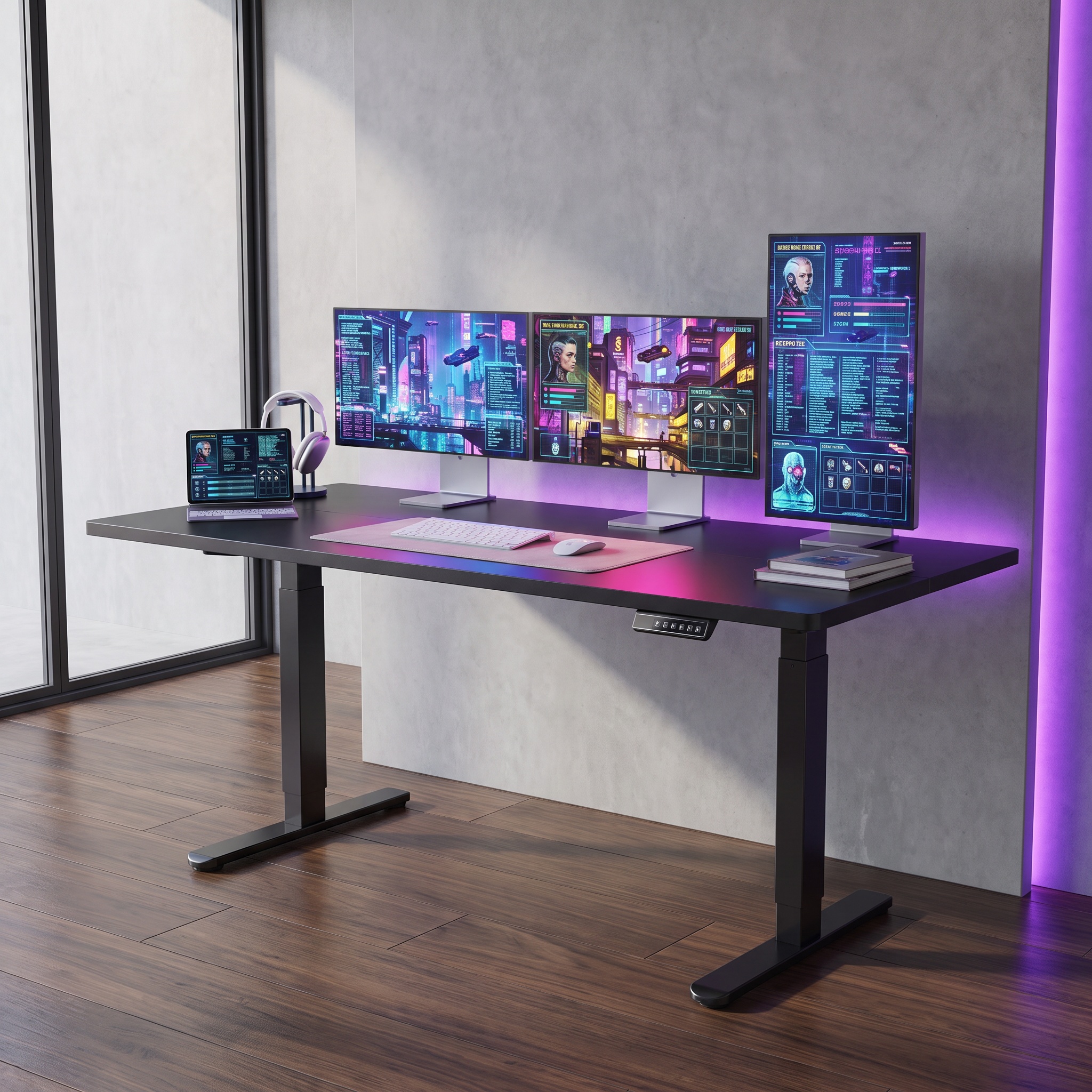 Desk Setup In Office - Elektrischer Stehschreibtisch mit verstellbarer Höhe, 4