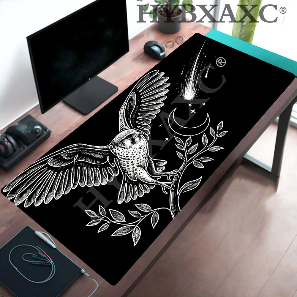 Desk Setup For Productivity - HYBXAXC Nachtaktive Eule Gummi-Mauspad, XL Mauspad,