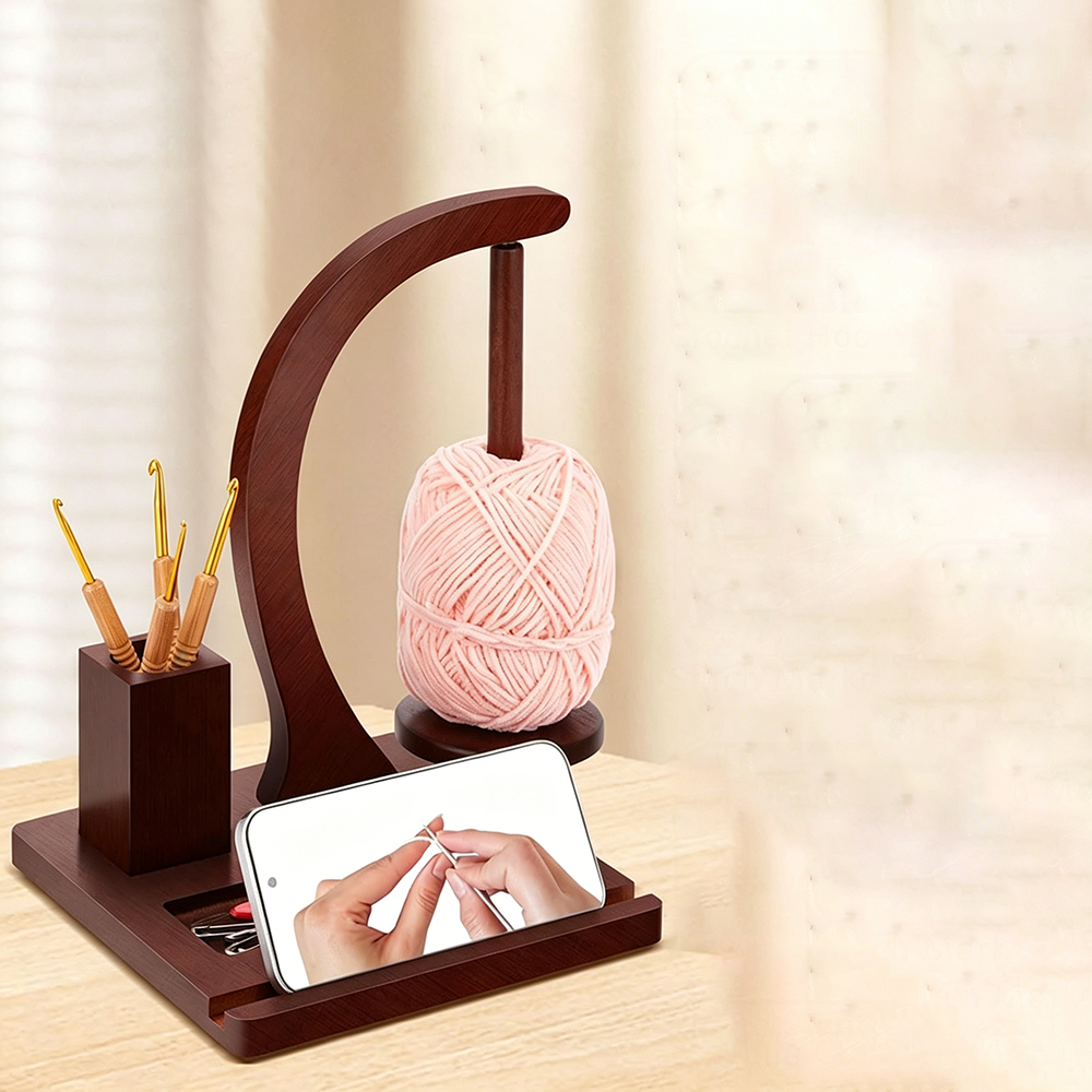 Desk Setup Organization - Auf Lager: Drehbarer Garnhalter aus Massivholz