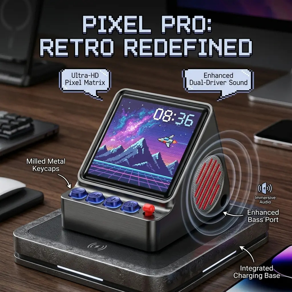 Speaker Desk Setup - Retro Pixel-Art Programmierbarer LED-Display-Lautsprecher, DIY Anpassbarer