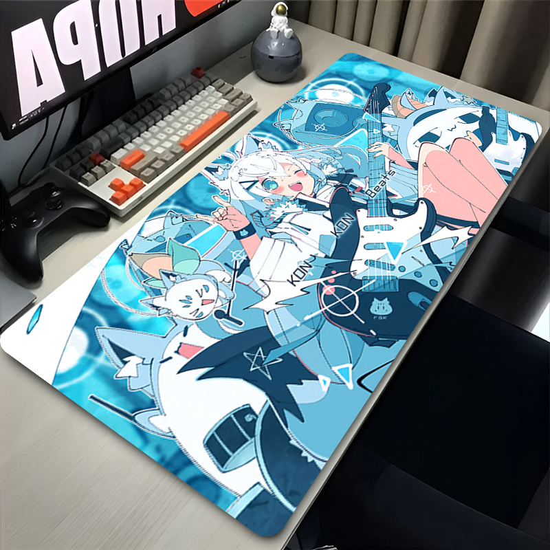 Desk Setup Black And White - Shirakami Fubuki Mauspad Laptop Hololive Schwarz