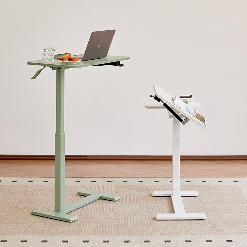 Desk Setup Notebook - Höhenverstellbarer Beistelltisch, verstellbare Neigungsplatte mit Rollen,