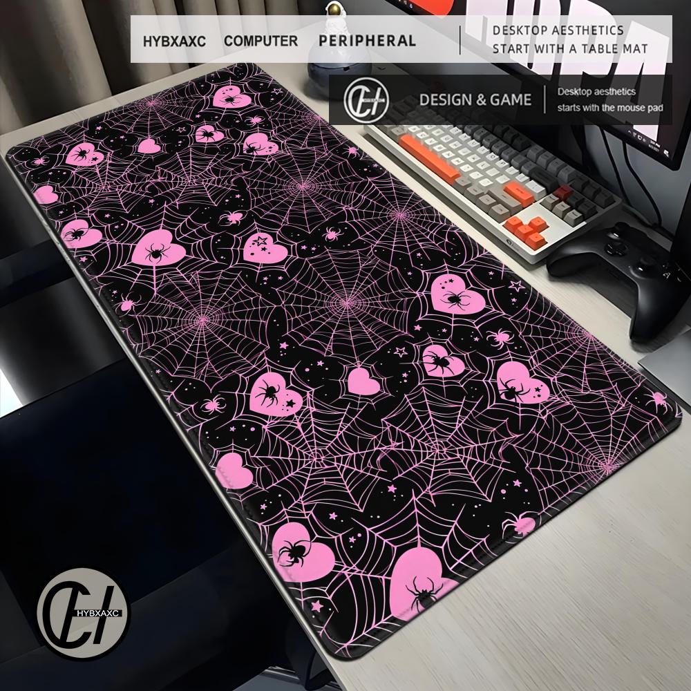 Desk Setup In Office - 90x40 Weiße oder Rosa Spinnennetz-Herzen Schreibtischunterlage