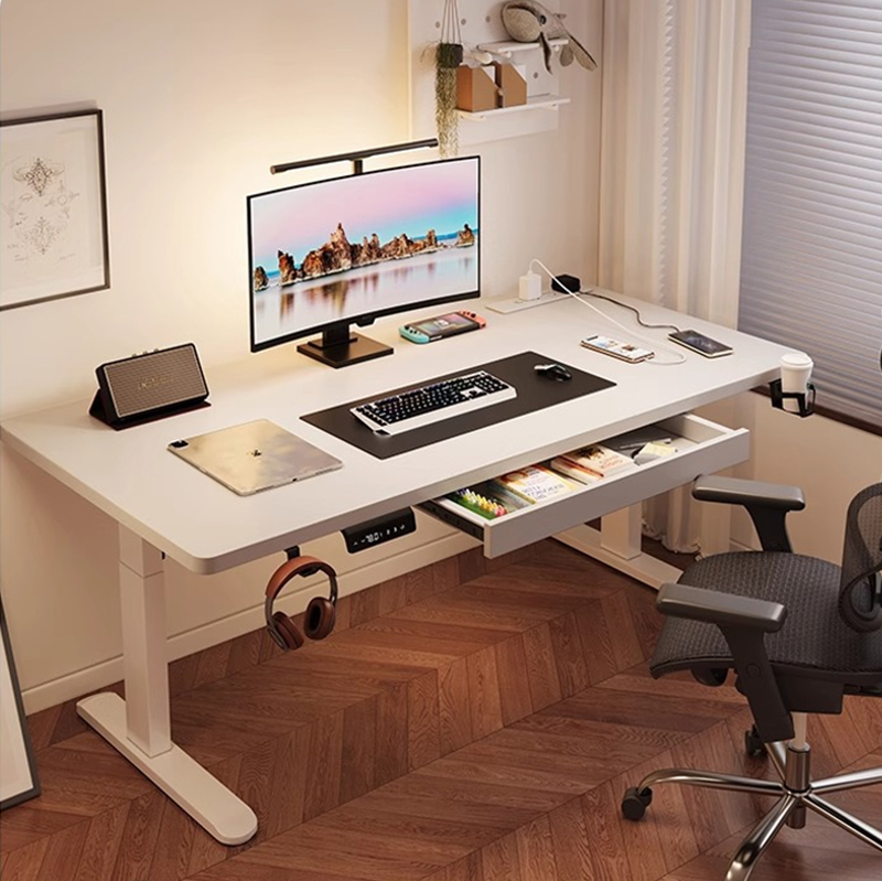 Desk Setup In Office - Moderner Elektrischer Stehschreibtisch aus Eisen mit