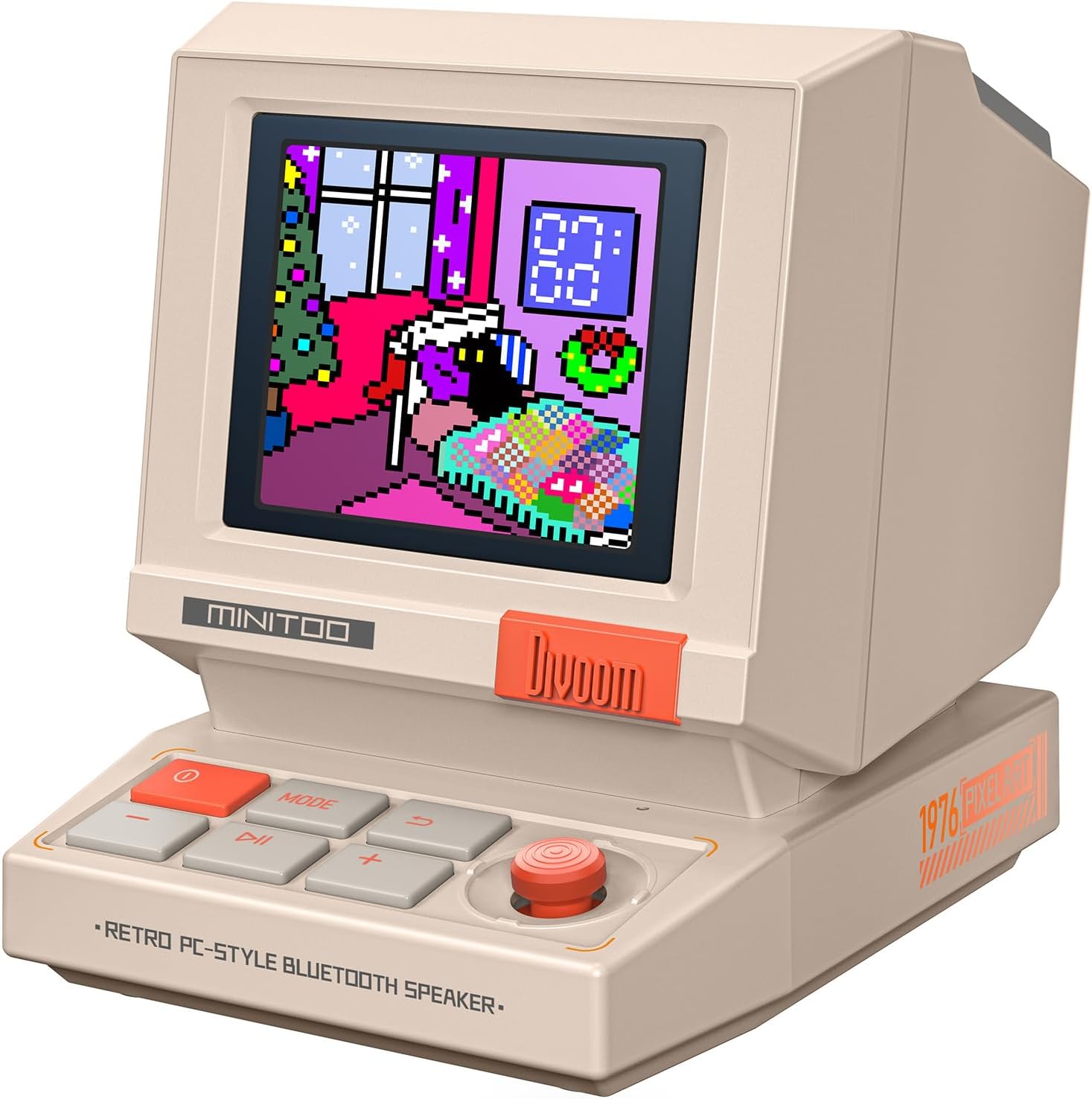 Speaker Desk Setup - Retro PC-Stil Mini-Lautsprecher mit Smart Pixel-Bildschirm,