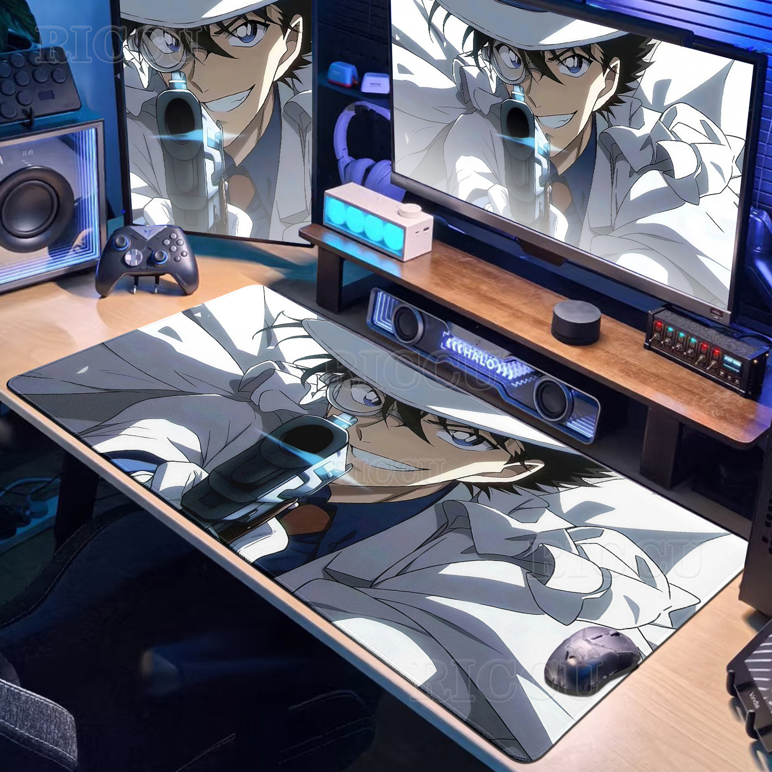 Desk Setup In Office - Anime D-Detective Conan Mauspad Computer PC