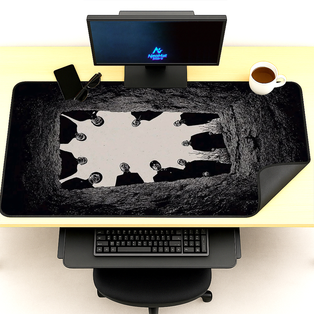 Desk Setup Black And White - Gotische Schreibtischunterlage Ink 180x60 Kunst-Gaming-Mauspad Komplett