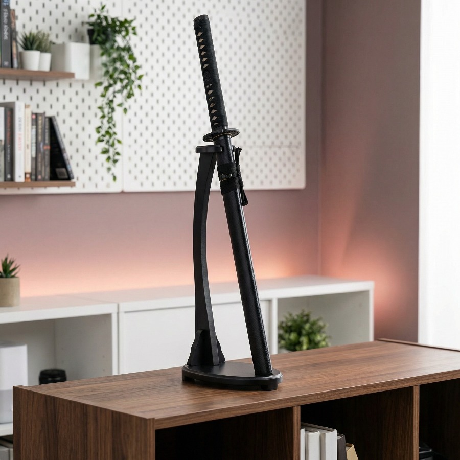 Desk Setup Wood - Vertikaler Katana-Ständer, Schwert-Regal, Säbel-Displayhalter, einstufiger Desktop-Halter,