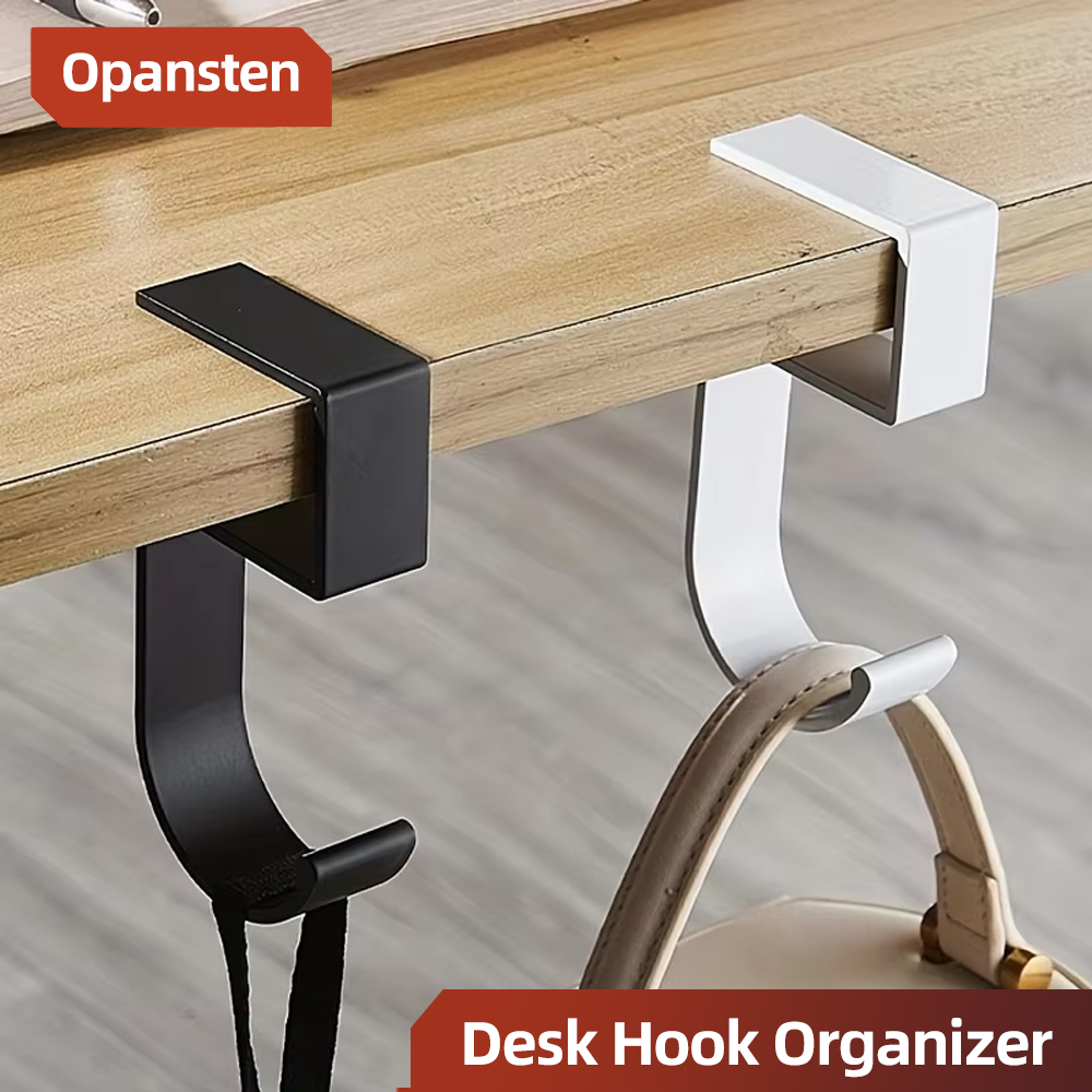 Desk Setup Black And White - Aluminium-Schreibtischhaken-Organizer, rutschfestes Design, schlank, schwarz, weiß,