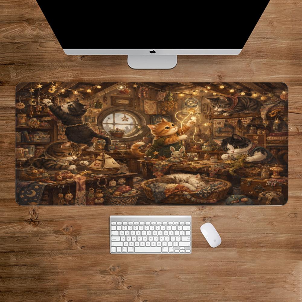 Desk Setup Study - Mauspad für Katzen, rutschfeste Schreibtischunterlage für