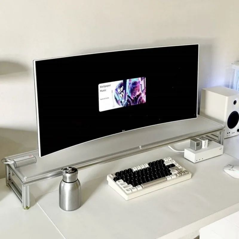 Desk Setup With Laptop And Monitor - Aluminium-Monitorständer, Acryl-Desktop-Riser, Laptop-Regal, Organizer, schlanker, ergonomischer