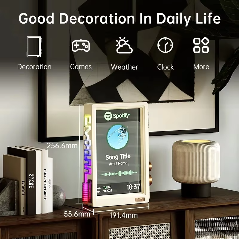 Desk Setup Videos - Digitaler Bilderrahmen, transparent, intelligente Digitaluhr, technisches