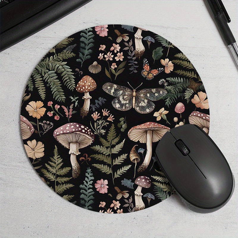 Desk Setup In Office - Runde Waldtier-Mausunterlage aus Gummi, rutschfest, für