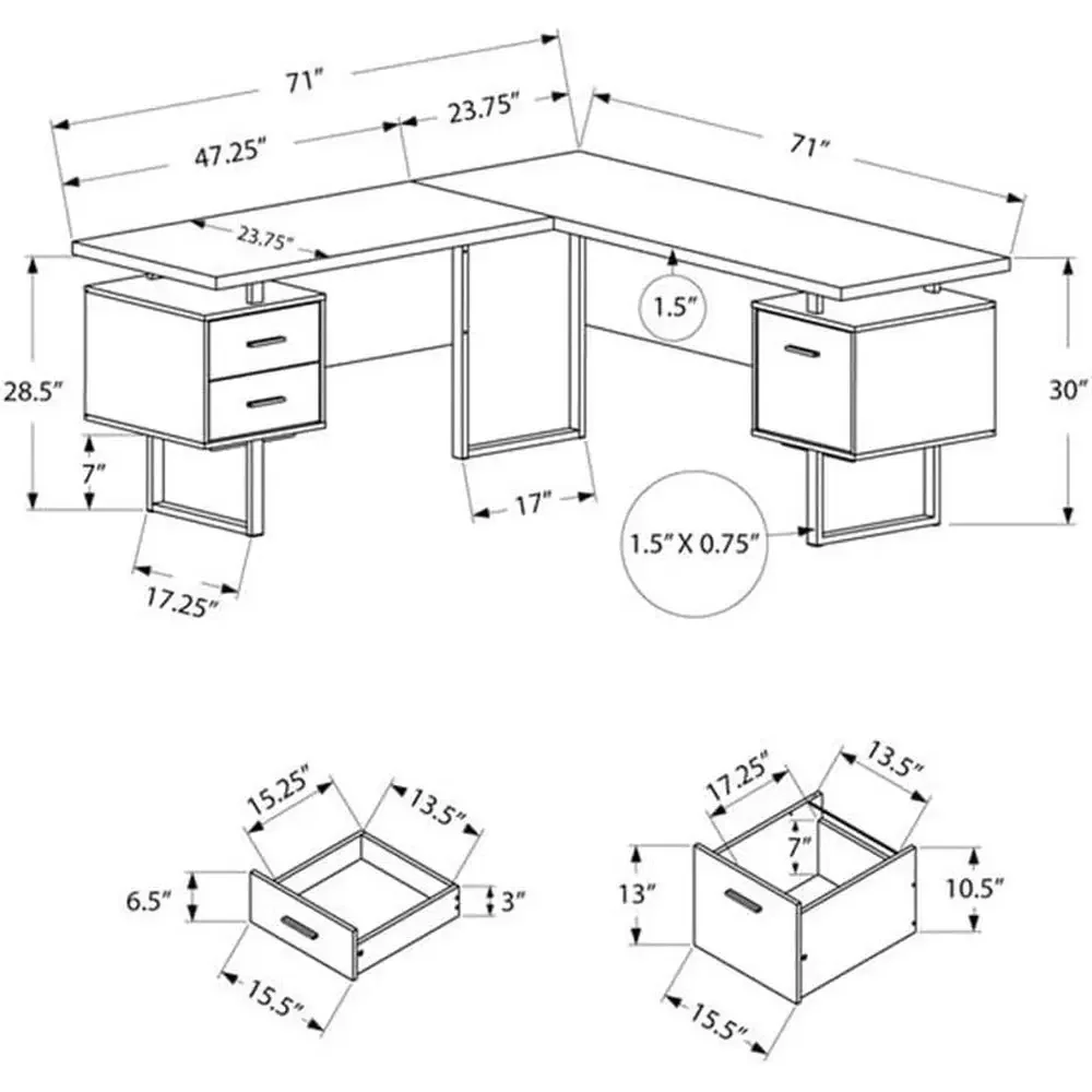 L-förmiger 70-Zoll-Computertis – Desk Setup In Office Bewertung und Preis
