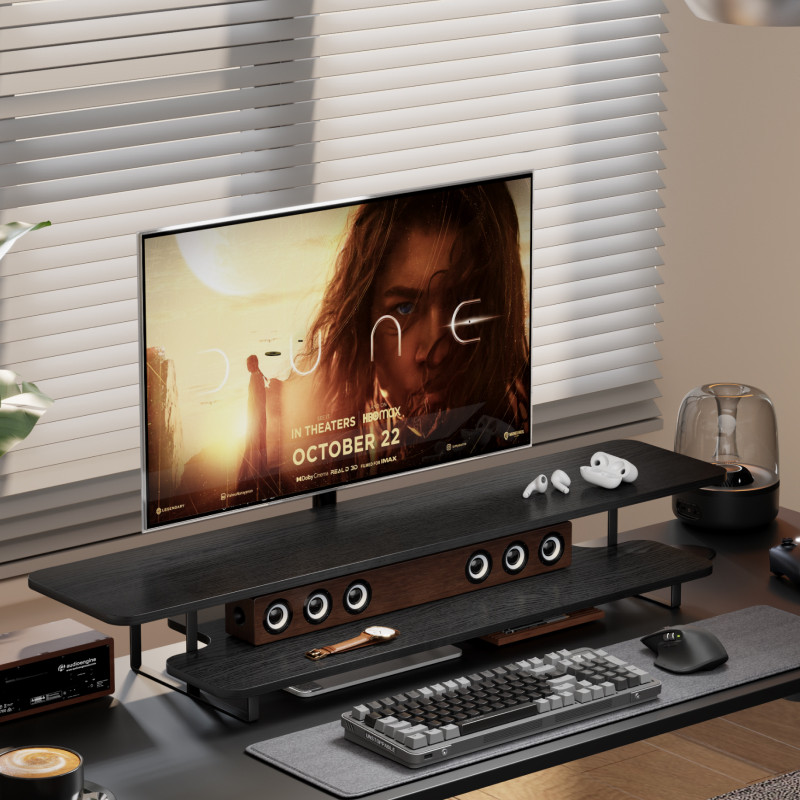 Monitorständer in Walnuss-Opti – Desk Setup With Laptop And Monitor Bewertung und Preis