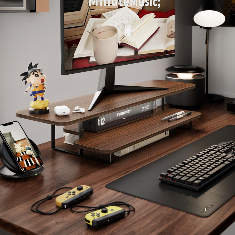 Monitorständer in Walnuss-Opti – Desk Setup With Laptop And Monitor Bewertung und Preis
