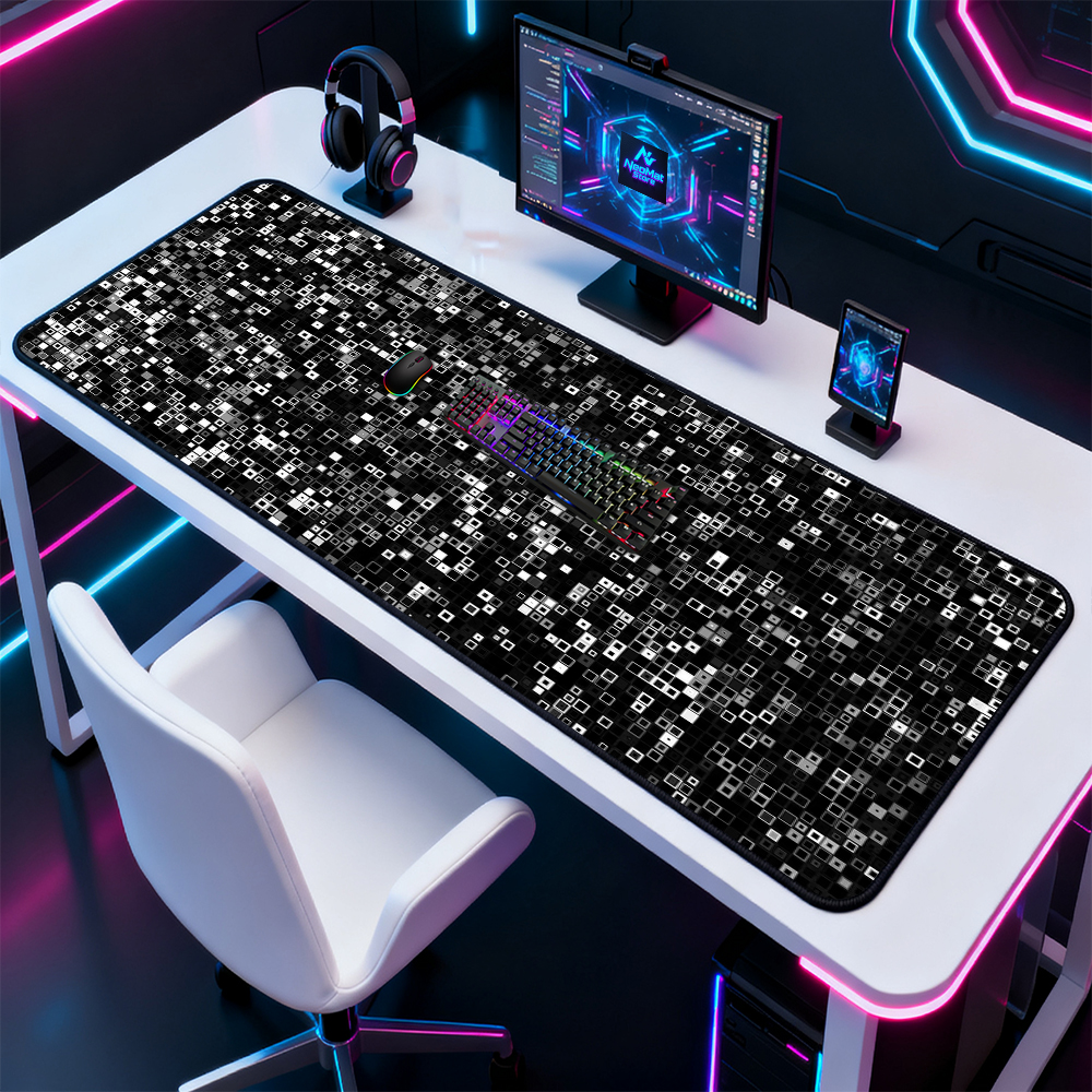 Pixel-Geometrische Schreibtisc – Desk Setup Black And White Bewertung und Preis