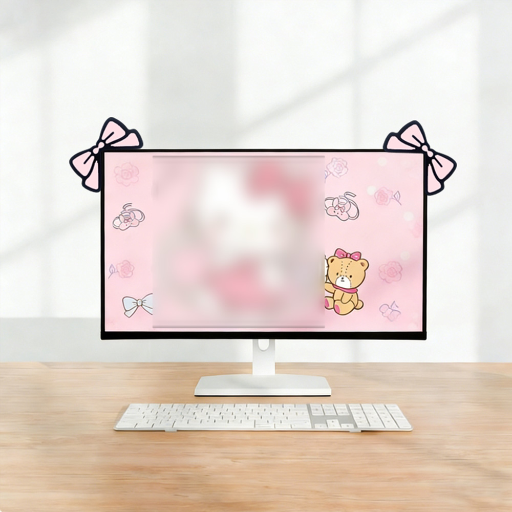Niedliche Rosa Schleife Monito – Desk Setup With Laptop And Monitor Bewertung und Preis
