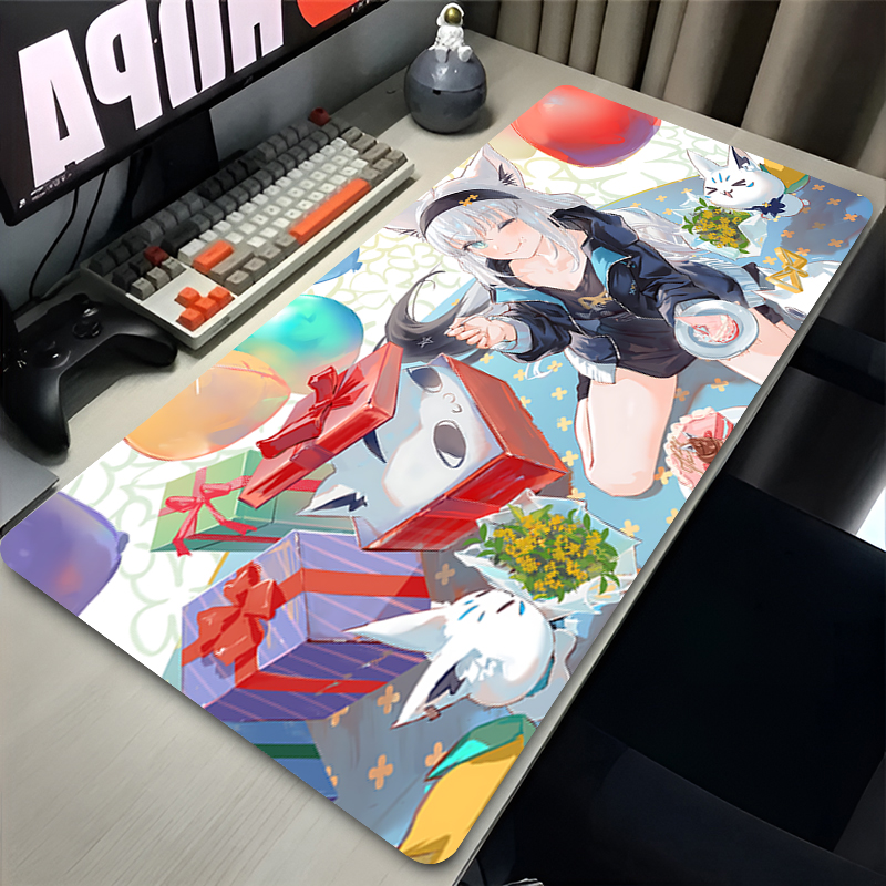 Shirakami Fubuki Mauspad Lapto – Desk Setup Black And White Bewertung und Preis