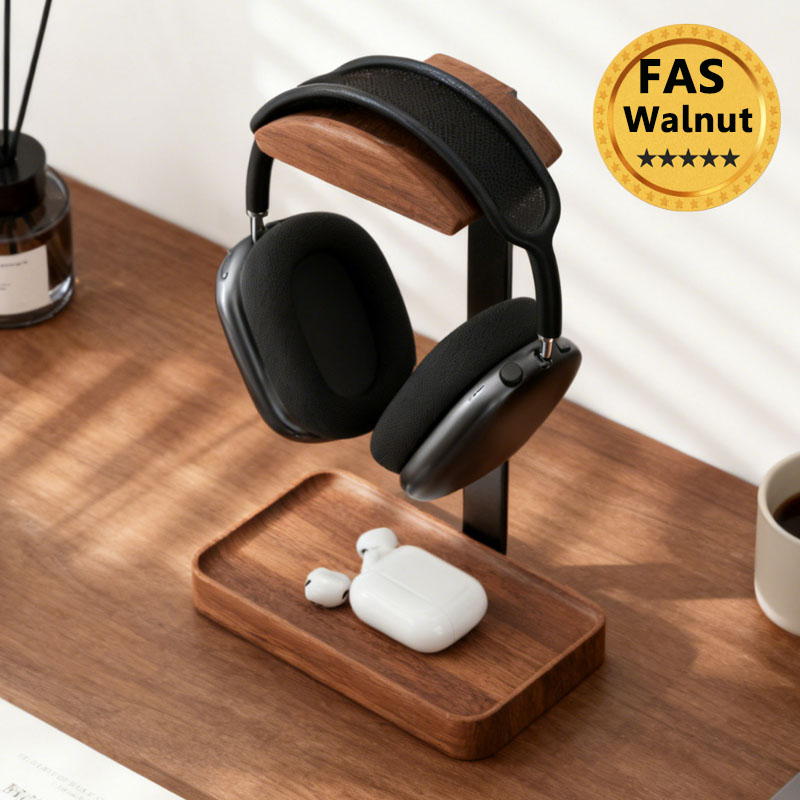 Kopfhörerständer aus massivem  – Desk Setup Wood Bewertung und Preis