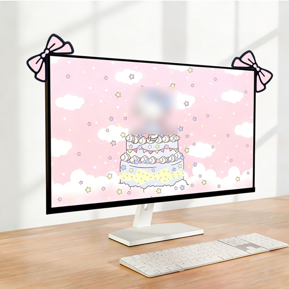 Niedliche Rosa Schleife Monito – Desk Setup With Laptop And Monitor Bewertung und Preis