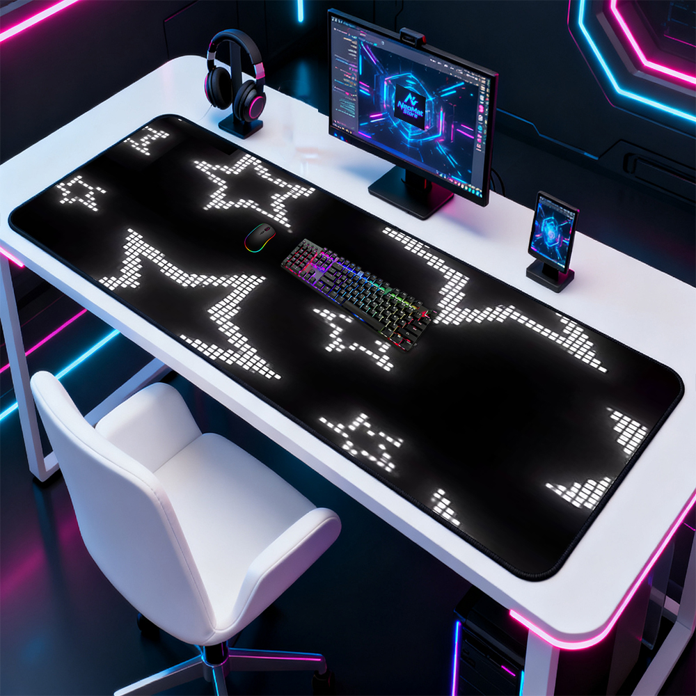 Pixel Star Schreibtischunterla – Desk Setup Black And White Bewertung und Preis